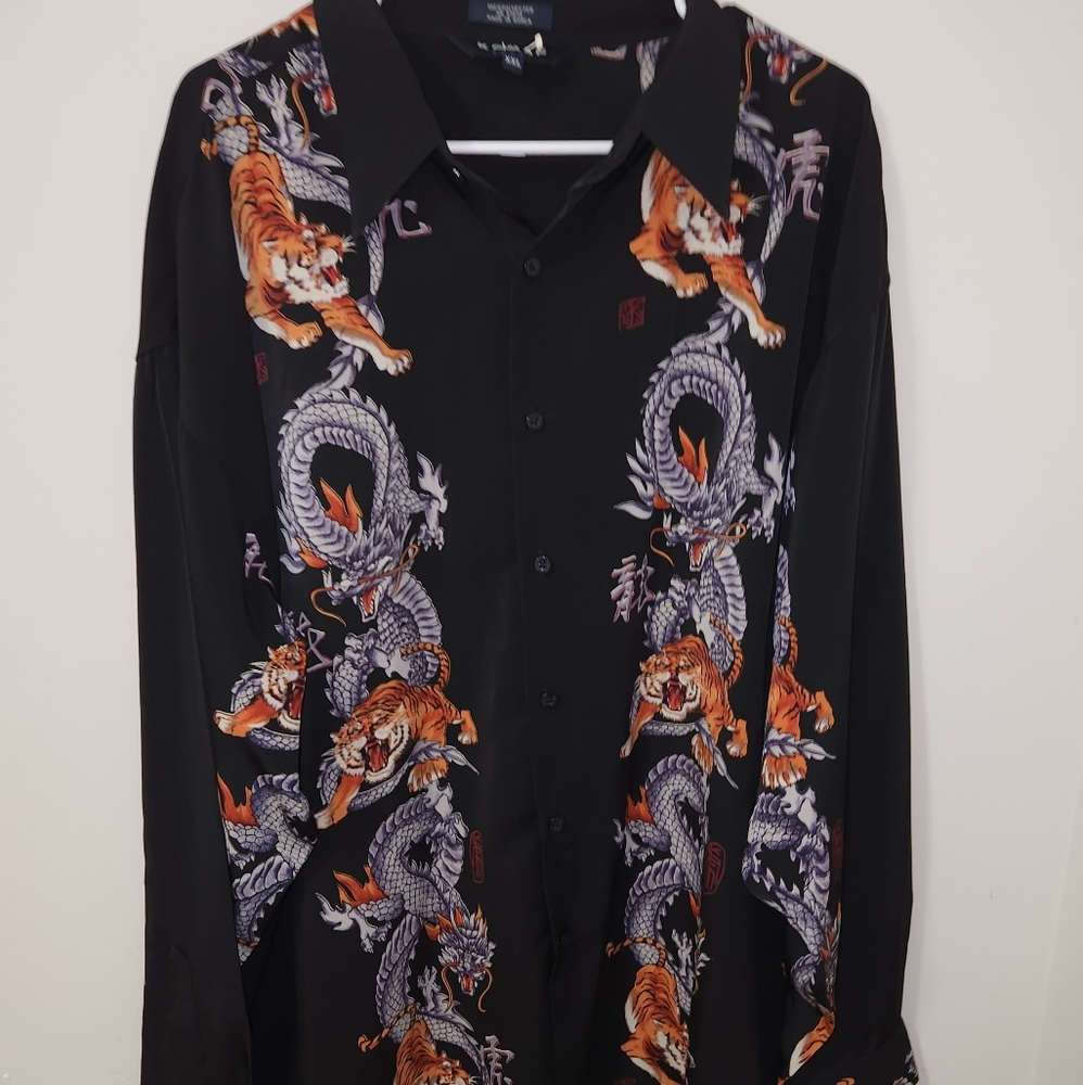 Koman Sports men dragon tiger button down sz 2X
